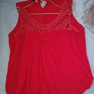 Sleeveless Red Crochet top